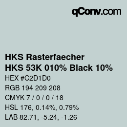 カラーコード: HKS Rasterfaecher - HKS 53K 010% Black 10% | qconv.com