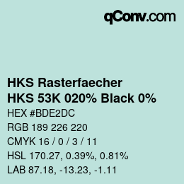 Code couleur: HKS Rasterfaecher - HKS 53K 020% Black 0% | qconv.com