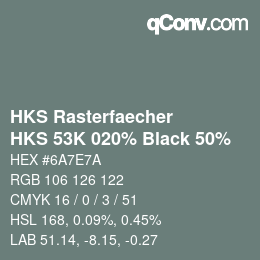 Color code: HKS Rasterfaecher - HKS 53K 020% Black 50% | qconv.com