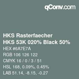 Código de color: HKS Rasterfaecher - HKS 53K 020% Black 50% | qconv.com