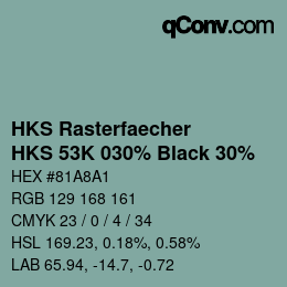 カラーコード: HKS Rasterfaecher - HKS 53K 030% Black 30% | qconv.com