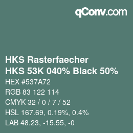 Farbcode: HKS Rasterfaecher - HKS 53K 040% Black 50% | qconv.com