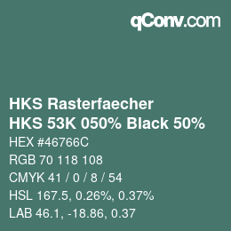 カラーコード: HKS Rasterfaecher - HKS 53K 050% Black 50% | qconv.com