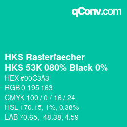 カラーコード: HKS Rasterfaecher - HKS 53K 080% Black 0% | qconv.com