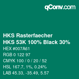 カラーコード: HKS Rasterfaecher - HKS 53K 100% Black 30% | qconv.com