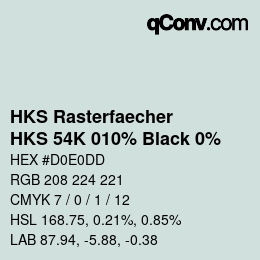 Color code: HKS Rasterfaecher - HKS 54K 010% Black 0% | qconv.com