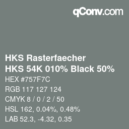 Code couleur: HKS Rasterfaecher - HKS 54K 010% Black 50% | qconv.com