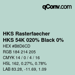 Color code: HKS Rasterfaecher - HKS 54K 020% Black 0% | qconv.com