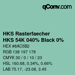Code couleur: HKS Rasterfaecher - HKS 54K 040% Black 0% | qconv.com