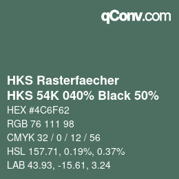 Farbcode: HKS Rasterfaecher - HKS 54K 040% Black 50% | qconv.com