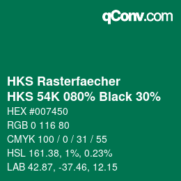 カラーコード: HKS Rasterfaecher - HKS 54K 080% Black 30% | qconv.com