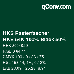 Color code: HKS Rasterfaecher - HKS 54K 100% Black 50% | qconv.com