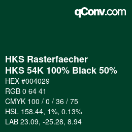 Código de color: HKS Rasterfaecher - HKS 54K 100% Black 50% | qconv.com