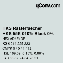 カラーコード: HKS Rasterfaecher - HKS 55K 010% Black 0% | qconv.com