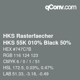 Color code: HKS Rasterfaecher - HKS 55K 010% Black 50% | qconv.com