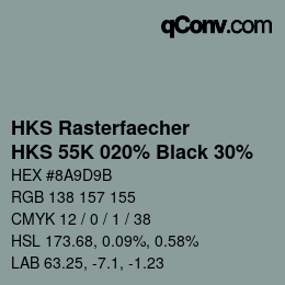 颜色代码: HKS Rasterfaecher - HKS 55K 020% Black 30% | qconv.com