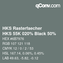 カラーコード: HKS Rasterfaecher - HKS 55K 020% Black 50% | qconv.com