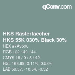 カラーコード: HKS Rasterfaecher - HKS 55K 030% Black 30% | qconv.com