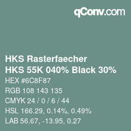 カラーコード: HKS Rasterfaecher - HKS 55K 040% Black 30% | qconv.com