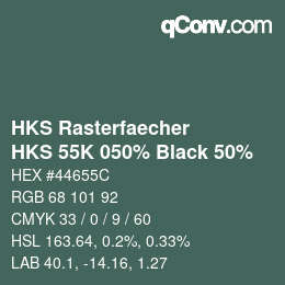 カラーコード: HKS Rasterfaecher - HKS 55K 050% Black 50% | qconv.com