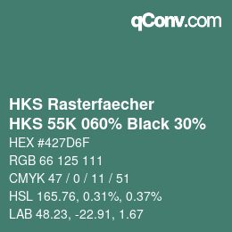 Color code: HKS Rasterfaecher - HKS 55K 060% Black 30% | qconv.com