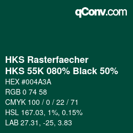 Code couleur: HKS Rasterfaecher - HKS 55K 080% Black 50% | qconv.com