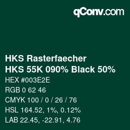 Code couleur: HKS Rasterfaecher - HKS 55K 090% Black 50% | qconv.com