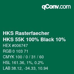 カラーコード: HKS Rasterfaecher - HKS 55K 100% Black 10% | qconv.com