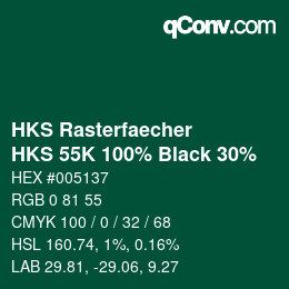 カラーコード: HKS Rasterfaecher - HKS 55K 100% Black 30% | qconv.com