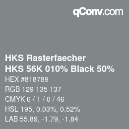 Code couleur: HKS Rasterfaecher - HKS 56K 010% Black 50% | qconv.com