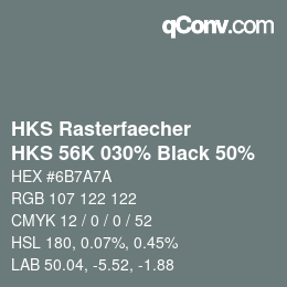 カラーコード: HKS Rasterfaecher - HKS 56K 030% Black 50% | qconv.com