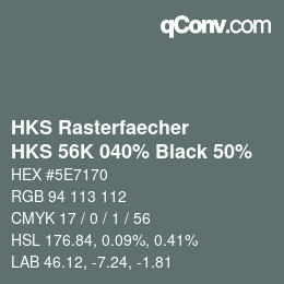 Code couleur: HKS Rasterfaecher - HKS 56K 040% Black 50% | qconv.com