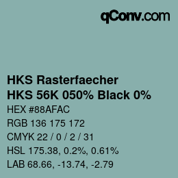 Code couleur: HKS Rasterfaecher - HKS 56K 050% Black 0% | qconv.com