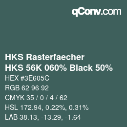 カラーコード: HKS Rasterfaecher - HKS 56K 060% Black 50% | qconv.com