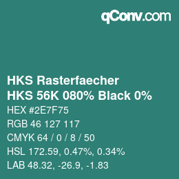 カラーコード: HKS Rasterfaecher - HKS 56K 080% Black 0% | qconv.com