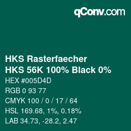 カラーコード: HKS Rasterfaecher - HKS 56K 100% Black 0% | qconv.com