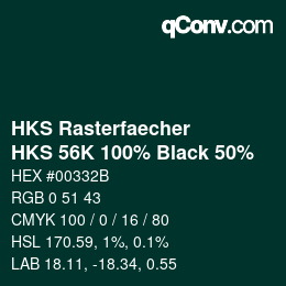 カラーコード: HKS Rasterfaecher - HKS 56K 100% Black 50% | qconv.com