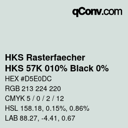 カラーコード: HKS Rasterfaecher - HKS 57K 010% Black 0% | qconv.com