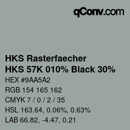 カラーコード: HKS Rasterfaecher - HKS 57K 010% Black 30% | qconv.com
