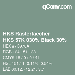 カラーコード: HKS Rasterfaecher - HKS 57K 030% Black 30% | qconv.com