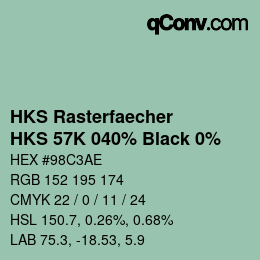 カラーコード: HKS Rasterfaecher - HKS 57K 040% Black 0% | qconv.com
