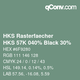 カラーコード: HKS Rasterfaecher - HKS 57K 040% Black 30% | qconv.com