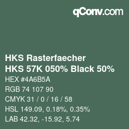 カラーコード: HKS Rasterfaecher - HKS 57K 050% Black 50% | qconv.com