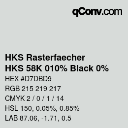 Código de color: HKS Rasterfaecher - HKS 58K 010% Black 0% | qconv.com