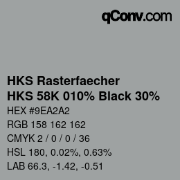 カラーコード: HKS Rasterfaecher - HKS 58K 010% Black 30% | qconv.com