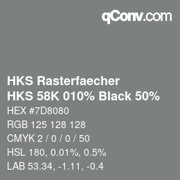 Código de color: HKS Rasterfaecher - HKS 58K 010% Black 50% | qconv.com