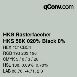 Color code: HKS Rasterfaecher - HKS 58K 020% Black 0% | qconv.com