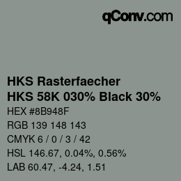 カラーコード: HKS Rasterfaecher - HKS 58K 030% Black 30% | qconv.com