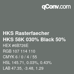 Farbcode: HKS Rasterfaecher - HKS 58K 030% Black 50% | qconv.com
