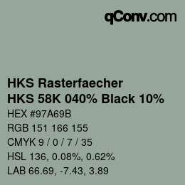 Color code: HKS Rasterfaecher - HKS 58K 040% Black 10% | qconv.com
